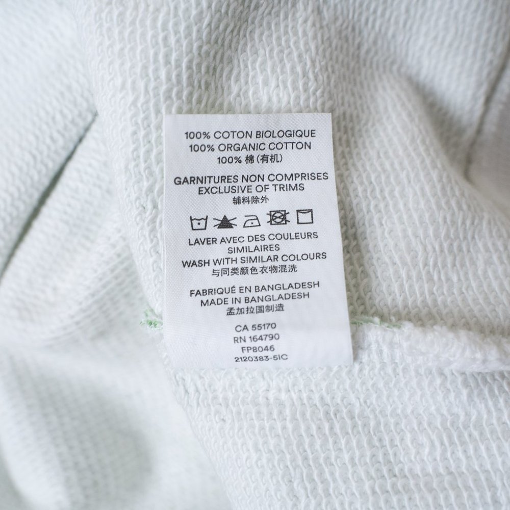 Frank & Oak White and Light Green Striped Sweatshirt with Pink Neckline - Picture 7 of 7